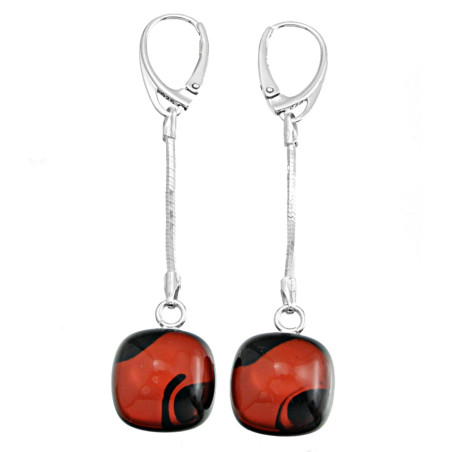 Kolczyki wiszące z łańcuszkiem z kolekcji Maki Czerwone
