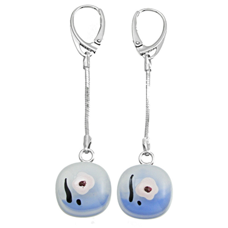 Kolczyki wiszące z łańcuszkiem z kolekcji Magnolia Niebieska